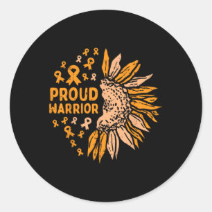 Orange Ribbon Proud Warrior Leukemia Awareness  Classic Round Sticker