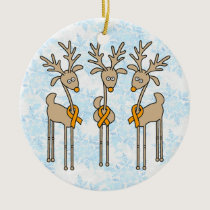 Orange Ribbon Reindeer Ceramic Ornament