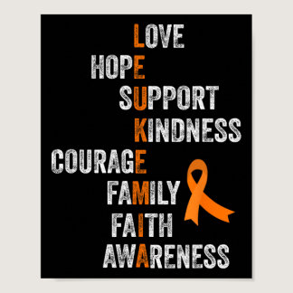 Orange Ribbon Sign Retro Vintage Aml Leukemia Awar