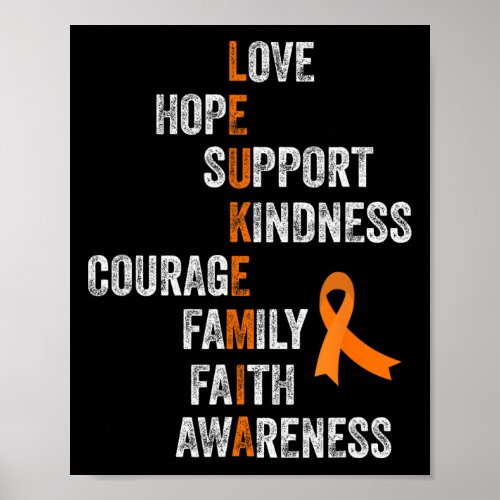 Orange Ribbon Sign Retro Vintage Aml Leukemia Awar