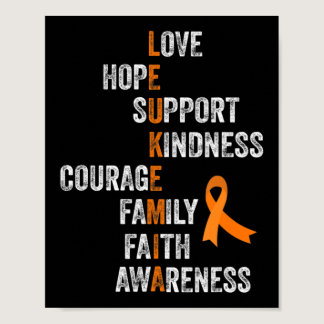 Orange Ribbon Sign Retro Vintage Aml Leukemia Awar