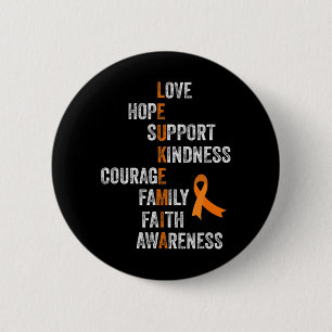 Orange Ribbon Sign Retro Vintage Aml Leukemia Awar Button