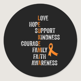 Orange Ribbon Sign Retro Vintage Aml Leukemia Awar Classic Round Sticker