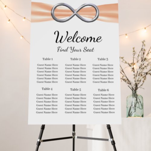 Orange Ribbon Silver Infinity Seating Chart Foam Board