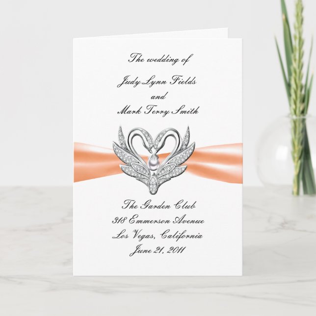 Orange Ribbon Silver Swans Program Card (Front)