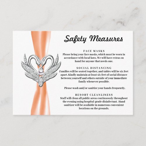 Orange Ribbon Silver Swans Safety Measures Enclosure Card