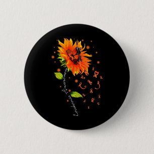 Orange Ribbon Sunflower Butterfly Leukemia Awarene Button