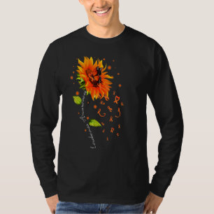 Orange Ribbon Sunflower Butterfly Leukemia Awarene T-Shirt