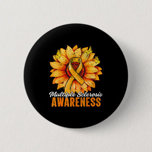 Orange Ribbon Sunflower Multiple Sclerosis Awarene Button