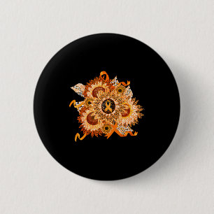 Orange Ribbon Sunflower Multiple Sclerosis Awarene Button