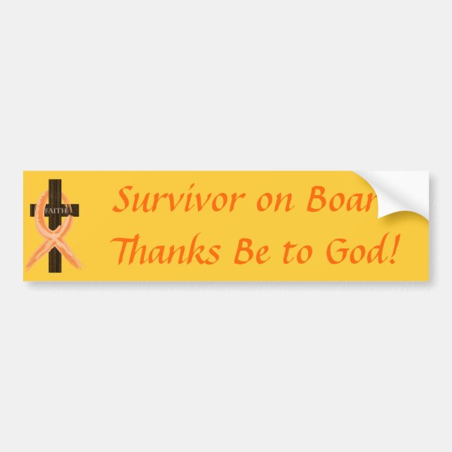 Orange Ribbon Survivor on Board bumper sticker (Front)