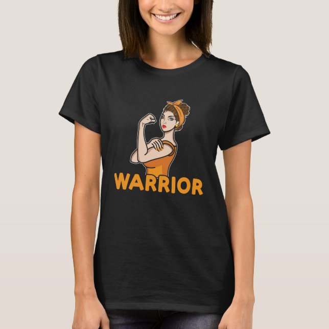 Orange Ribbon Warrior Multiple Sclerosis Awareness T-Shirt (Front)