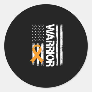 Orange Ribbon Warrior USA Kidney Cancer Awareness Classic Round Sticker