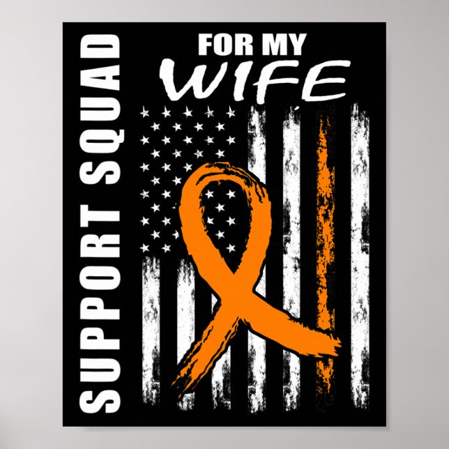 Orange Ribbon Wife Leukemia Awareness USA Flag Can Poster (Front)