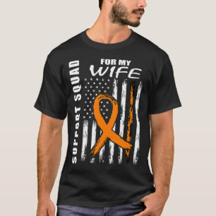 Orange Ribbon Wife Leukemia Awareness Usa Flag Can T-Shirt