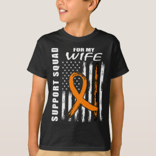 Orange Ribbon Wife Leukemia Awareness USA Flag Can T-Shirt