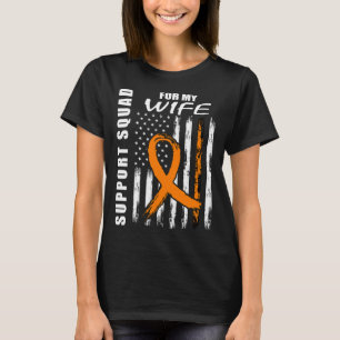Orange Ribbon Wife Leukemia Awareness Usa Flag Can T-Shirt