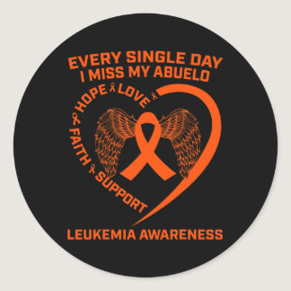 Orange Ribbon Wings Leukemia Awareness In Memory O Classic Round Sticker