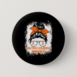 Orange Ribbon Women Ms Multiple Sclerosis Button