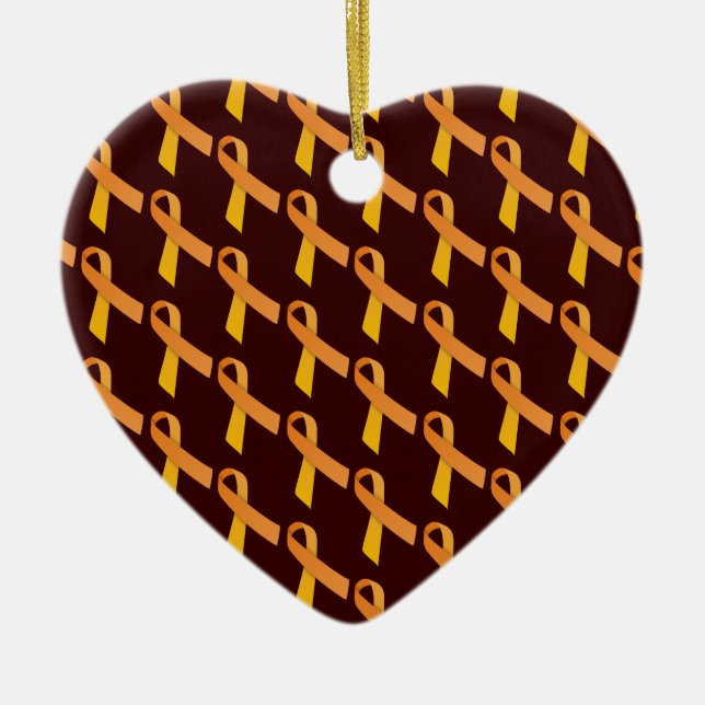 Orange Ribbons Tiled Pattern Ceramic Ornament (Front)