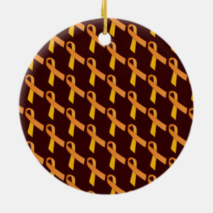 Orange Ribbons Tiled Pattern Ceramic Ornament
