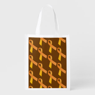 Orange Ribbons Tiled Pattern Grocery Bag