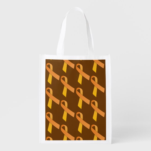 Orange Ribbons Tiled Pattern Grocery Bag (Front)