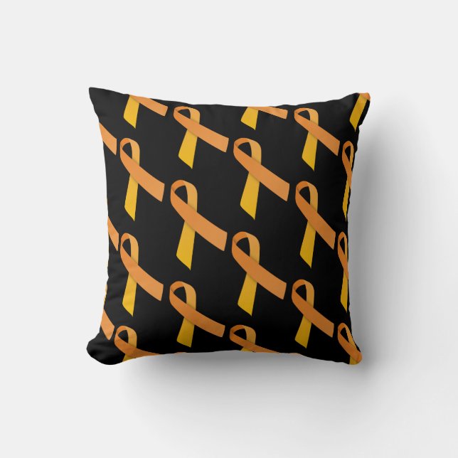 Orange Ribbons Tiled Pattern Throw Pillow (Front)