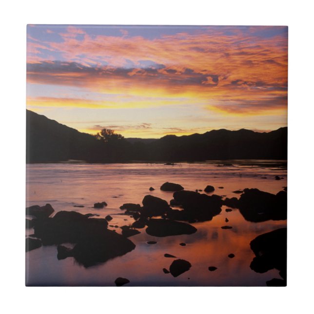 Orange River At Sunset, Richtersveld National Ceramic Tile (Front)
