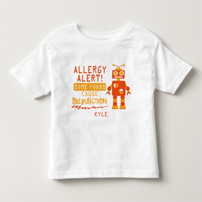 Orange Robot Food Allergy Alert Shirt (Front)