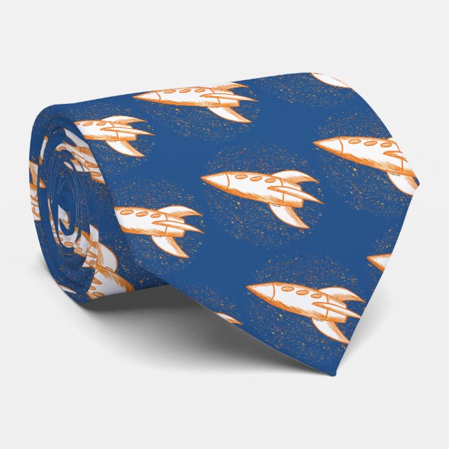 Orange Rocket Neck Tie (Rolled)
