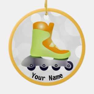 Orange Rollerblade Skate Design Ceramic Ornament