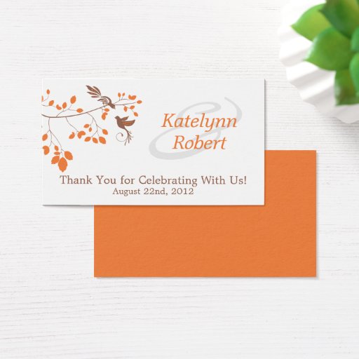 Customizable Orange Romance Wedding Favor Tags Business Cards