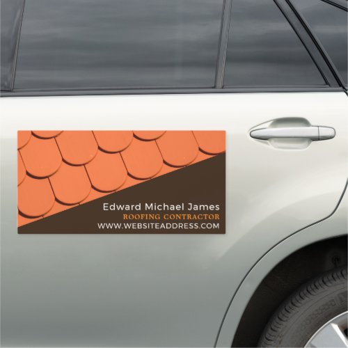 Orange Roof Tiles Roofer Roofing Contractor Car Magnet