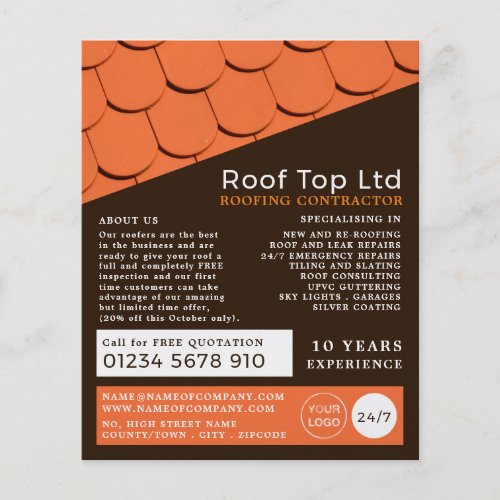 Orange Roof Tiles Roofer Roofing Contractor Flyer