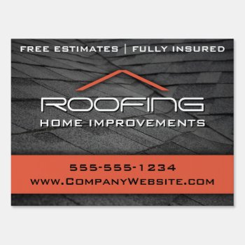 Orange Roofing Professional Yard Sign Medium by wrkdesigns at Zazzle