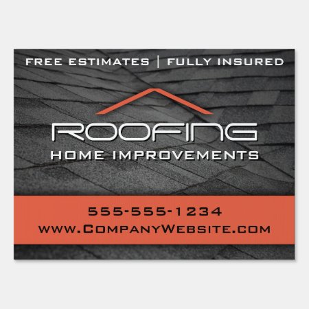 Orange Roofing Professional Yard Sign Medium