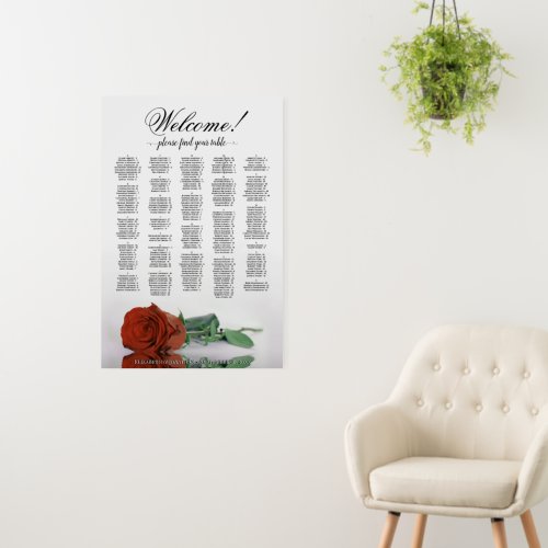 Orange Rose Alphabetical Seating Chart Welcome Foam Board