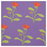 Orange Rose and Bud Leaves Fabric