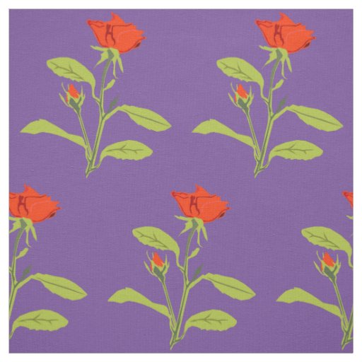 Orange Rose and Bud Leaves Fabric
