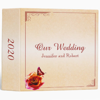 Orange Rose and Butterfly Wedding Binder