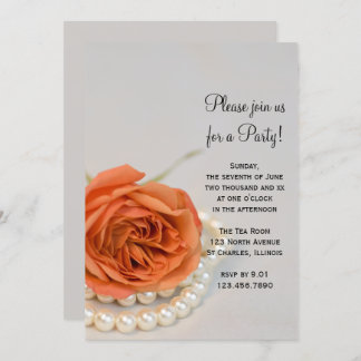 Orange Rose and Pearls General Party Invitation