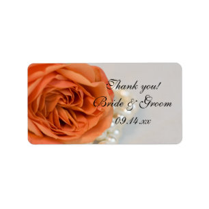 Orange Rose and Pearls Wedding Thank You Favor Tag