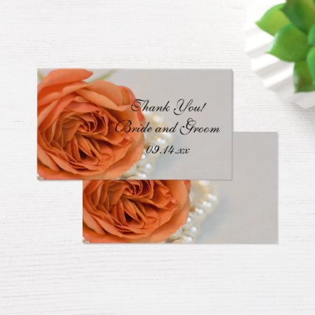Orange Rose And White Pearls Wedding Favor Tags