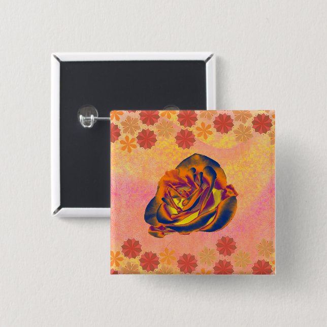 Orange Rose Button (Front & Back)