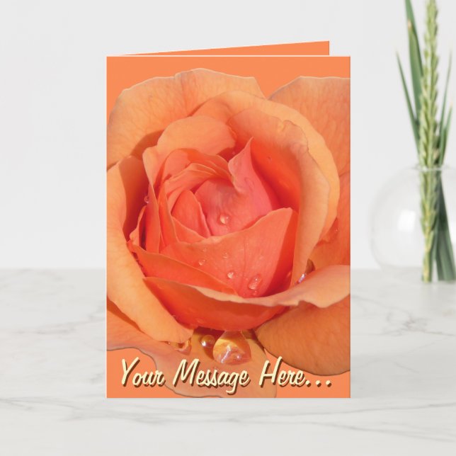 Orange Rose Card Rose  Personalized Flower Card (Front)