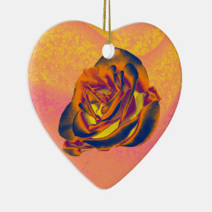 Orange Rose Ceramic Ornament