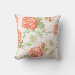 Orange rose classic pattern throw pillow