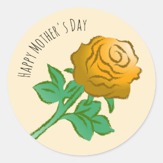 Orange Rose Classic Round Sticker