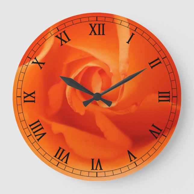 Orange Rose Close-Up Large Clock (Front)